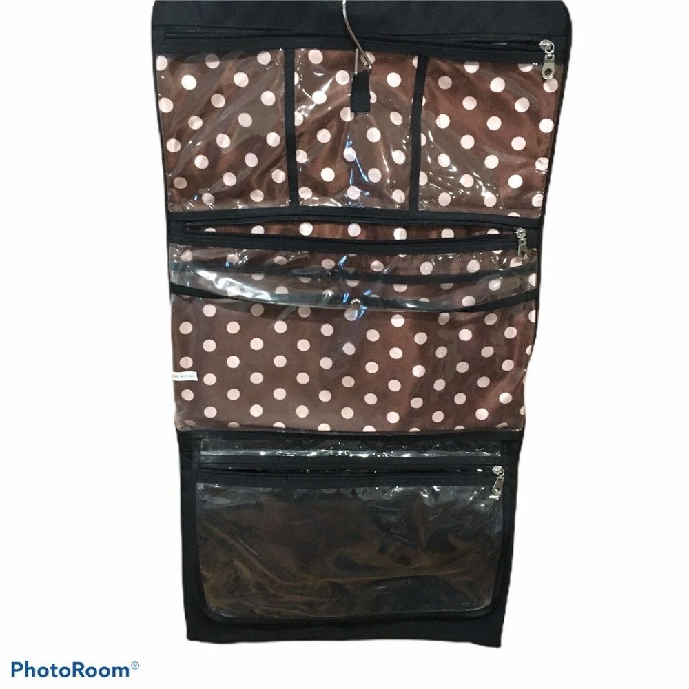 Black Folding Travel toiletry bag hanging .